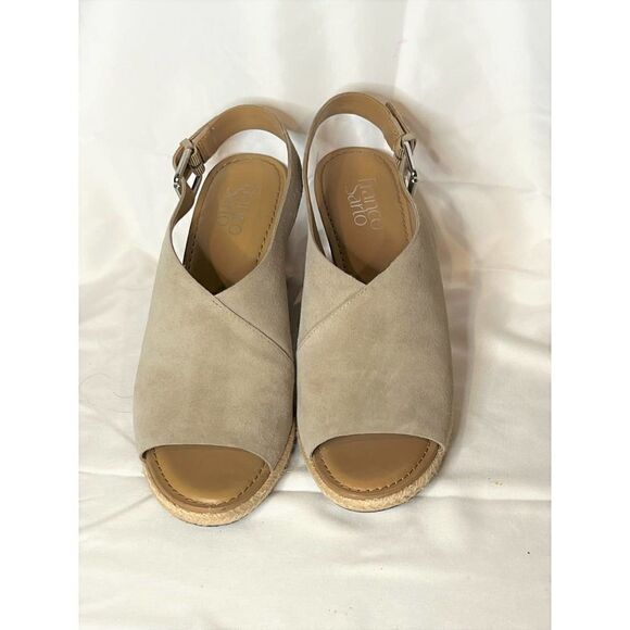 Franco Sarto Women's Julien Wedge Sandal Beige‎ Suede Espadrille Size 9M - Picture 2 of 5